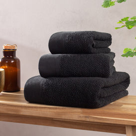 furn. Textured Weave Towels in Black