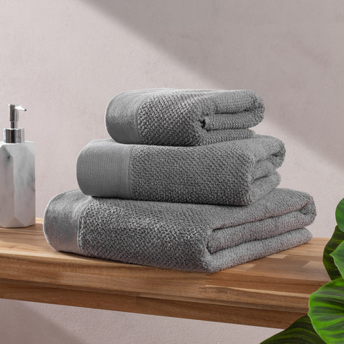Plain Grey Bathroom - Textured Weave Towels Cool Grey furn.
