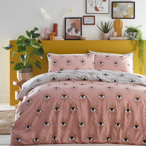 Abstract Pink Bedding - Theia Abstract Eye Duvet Cover Set Blush furn.