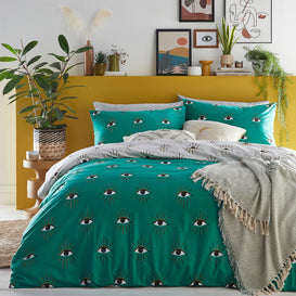 furn. Theia Abstract Eye Duvet Cover Set in Jade
