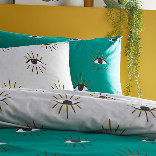 Abstract Green Bedding - Theia Abstract Eye Duvet Cover Set Jade furn.