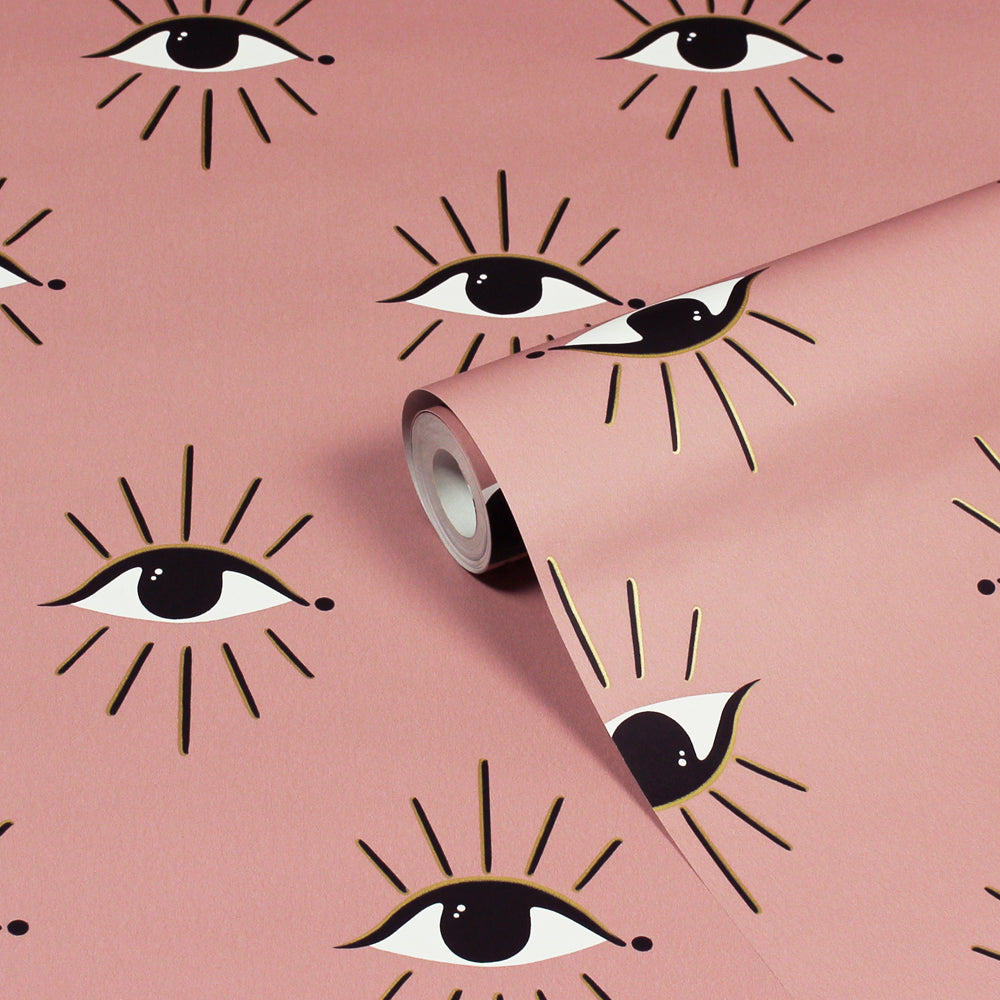 Theia Gold Foil Wallpaper Blush