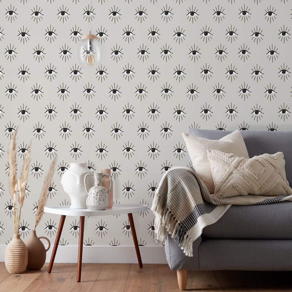 Theia Gold Foil Wallpaper Grey/Beige