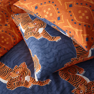 Tibetan Tiger Blue Tribal Duvet Cover Set | Blue | furn. – furn.com