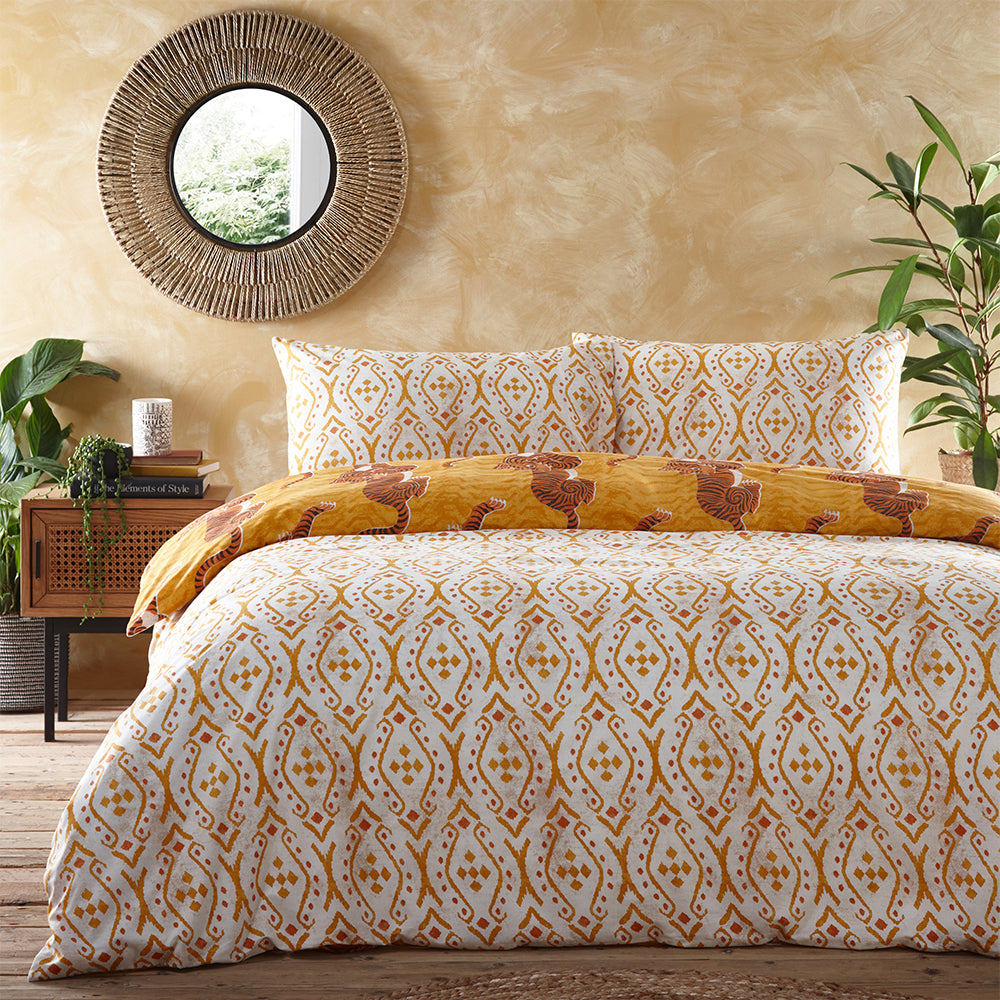 Tibetan Tiger Yellow Tribal Duvet Cover Set | Mustard Bedding | furn ...