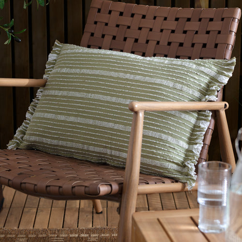 Striped Green Cushions - Tide Textured Stripe Cushion Cover Moss Yard