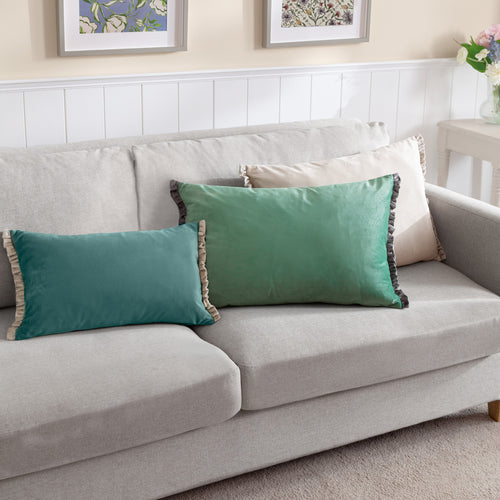 Plain Green Cushions - Tilly Velvet Cushion Cover Sage/Grey Wylder