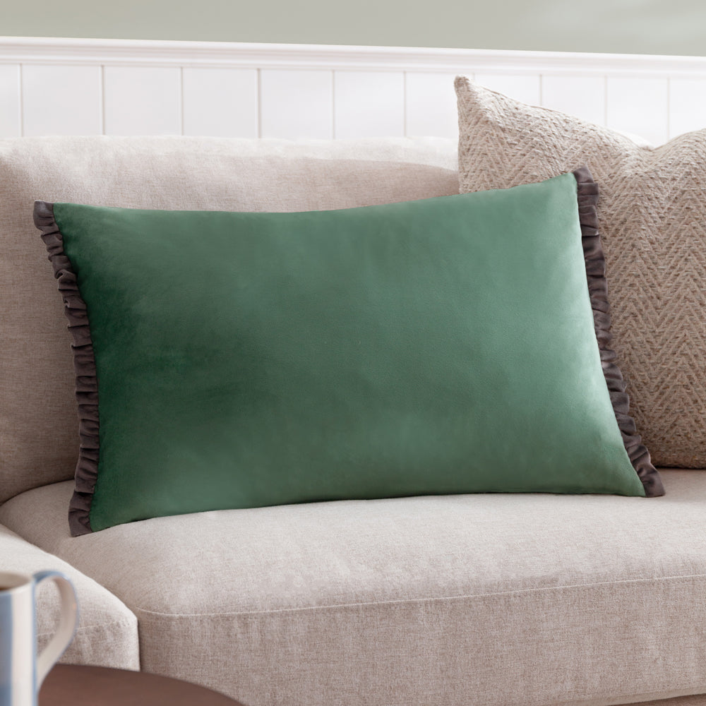 Tilly Green Velvet Cushion Cover Sage/Grey Cushions Wylder
