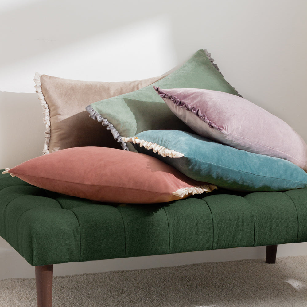 Tilly Velvet Reversible Cushion Sage/Grey