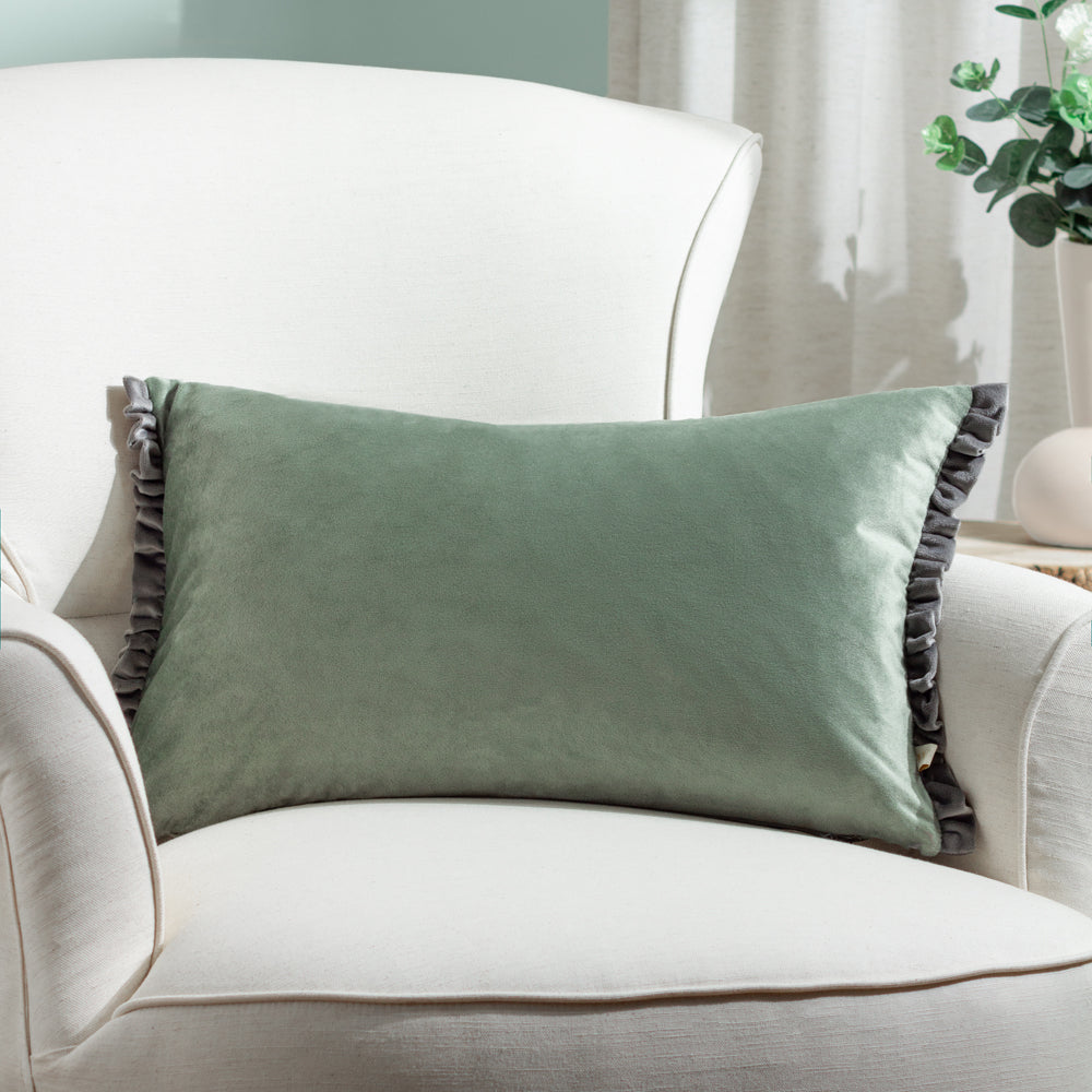 Plain Green Cushions - Tilly  Cushion Cover Sage/Grey Wylder