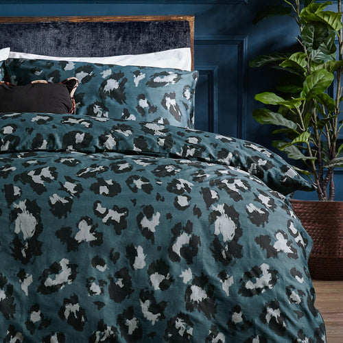 Animal Blue Bedding - True Leopard Printed Duvet Cover Set Slate furn.