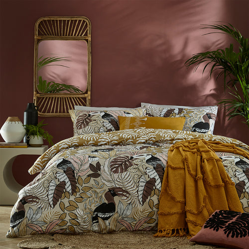 Jungle Beige Bedding - Tocorico Toucan Exotic Duvet Cover Set Natural furn.