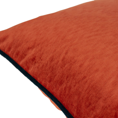 Plain Red Cushions - Torto Rectangular Opulent Velvet Cushion Cover Brick/Teal Paoletti