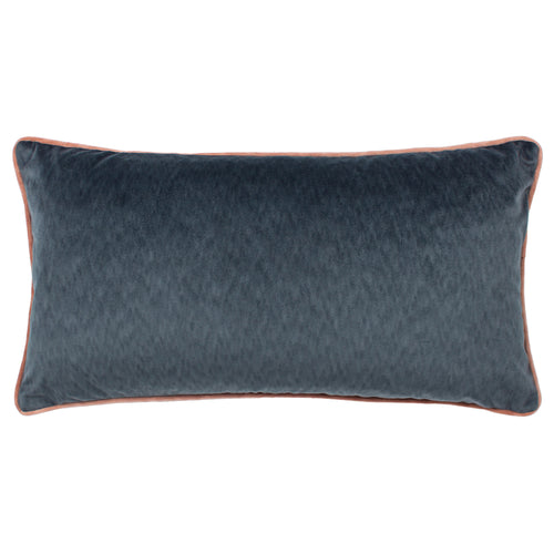 Plain Blue Cushions - Torto Rectangular Opulent Velvet Cushion Cover Blue/Blush Paoletti