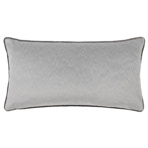 Plain Grey Cushions - Torto Rectangular Opulent Velvet Cushion Cover Silver/Charcoal Paoletti