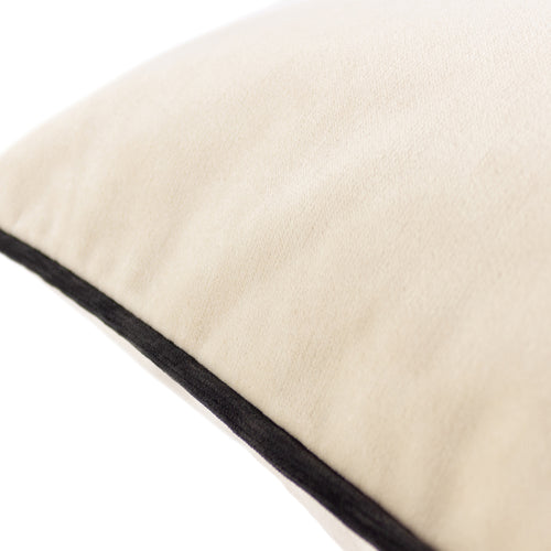 Plain White Cushions - Torto Opulent Velvet Cushion Cover Ivory/Black Paoletti