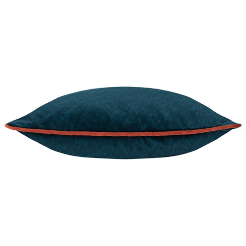 Plain Blue Cushions - Torto Opulent Velvet Cushion Cover Teal/Brick Paoletti