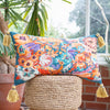 Wylder Traloa Floral Tasselled Cushion Cover in Orange