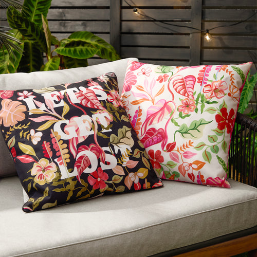 Tropical Bloom Lost Outdoor Cushion Black