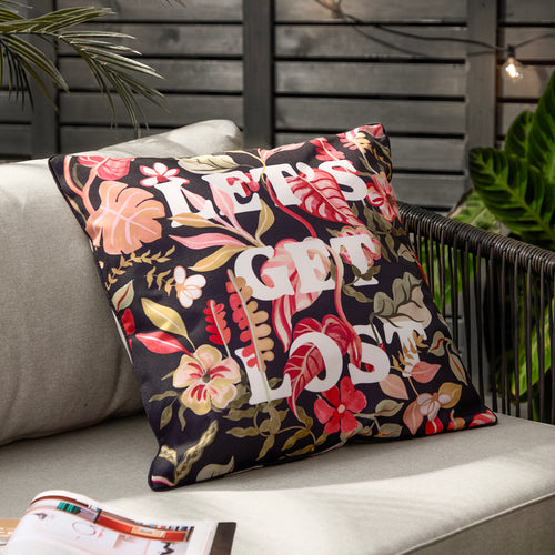 Floral Black Cushions - Tropical Bloom Lost Outdoor Cushion Cover Black Furn
