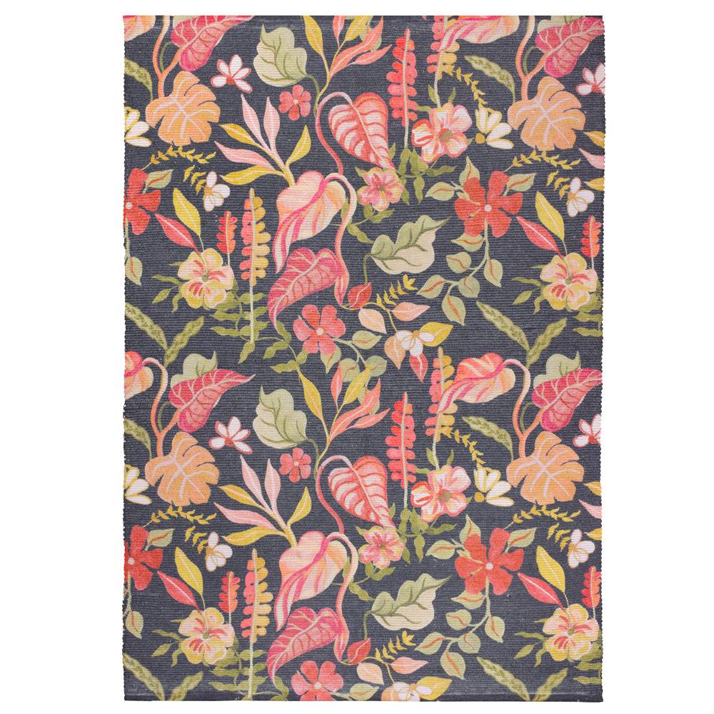 Tropical Bloom Indoor/Outdoor Rug Black