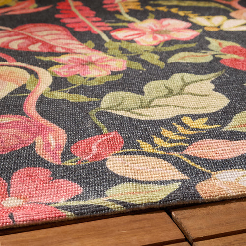 Tropical Bloom Indoor/Outdoor Rug Black