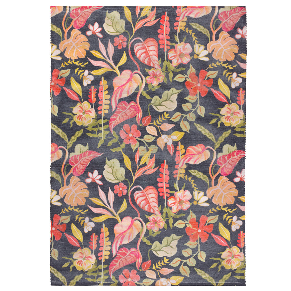 Tropical Bloom Indoor/Outdoor Rug Black
