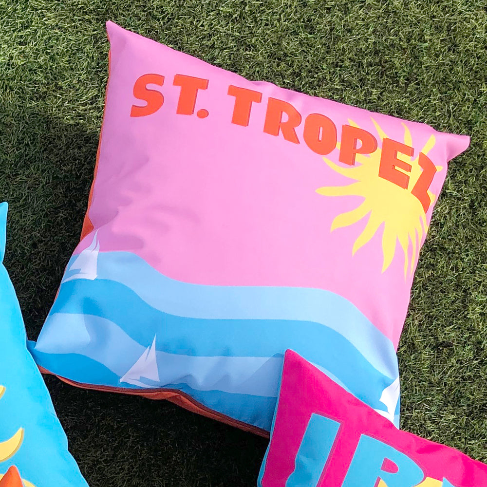 Global Pink Cushions - Tropez Outdoor Cushion Cover Hot Pink Evans Lichfield