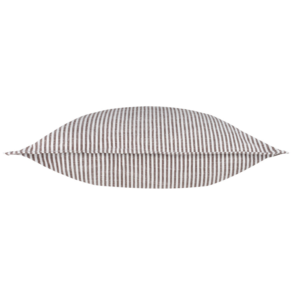 Truro Striped 100% Cotton Cushion Chocolate