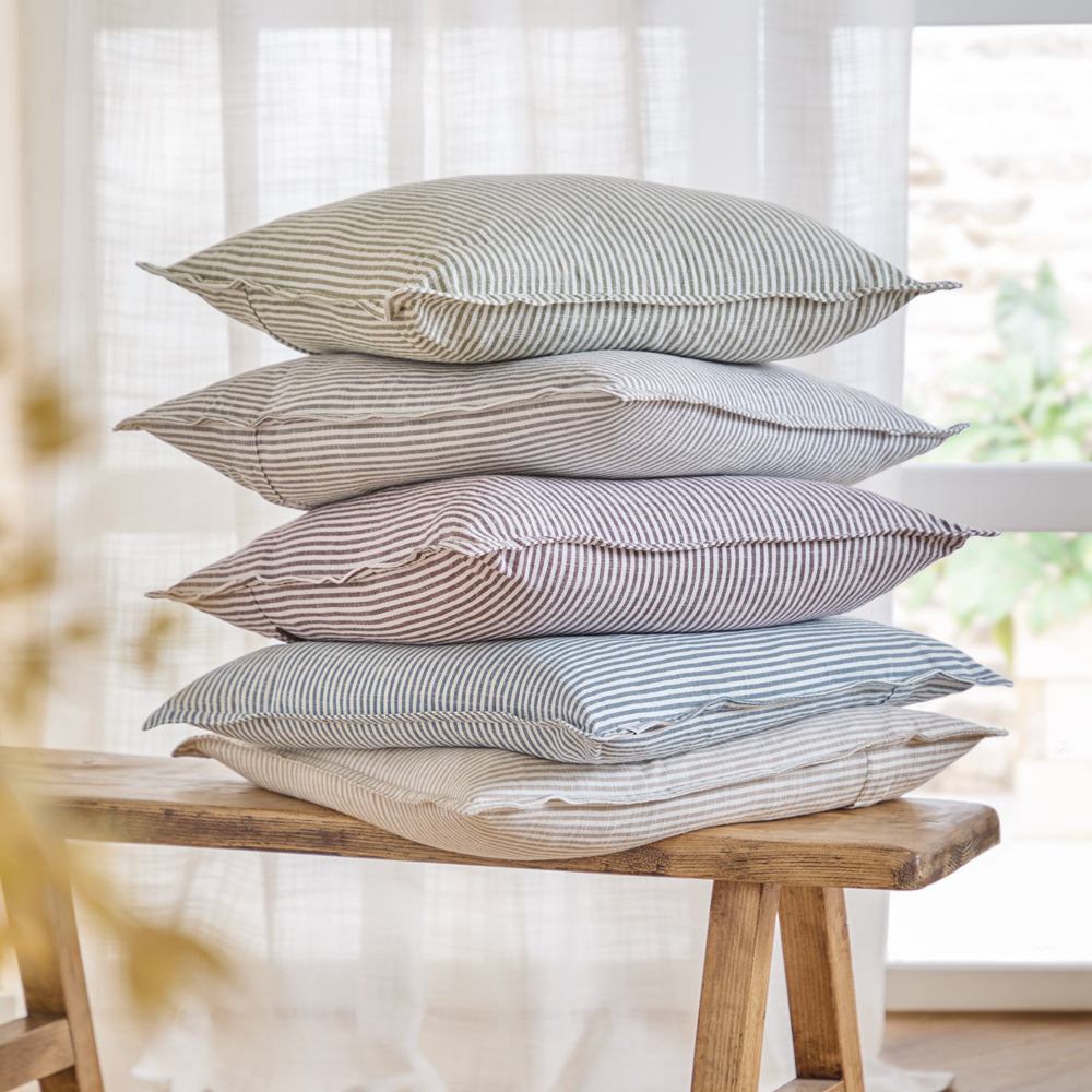 Truro Striped 100% Cotton Cushion Chocolate