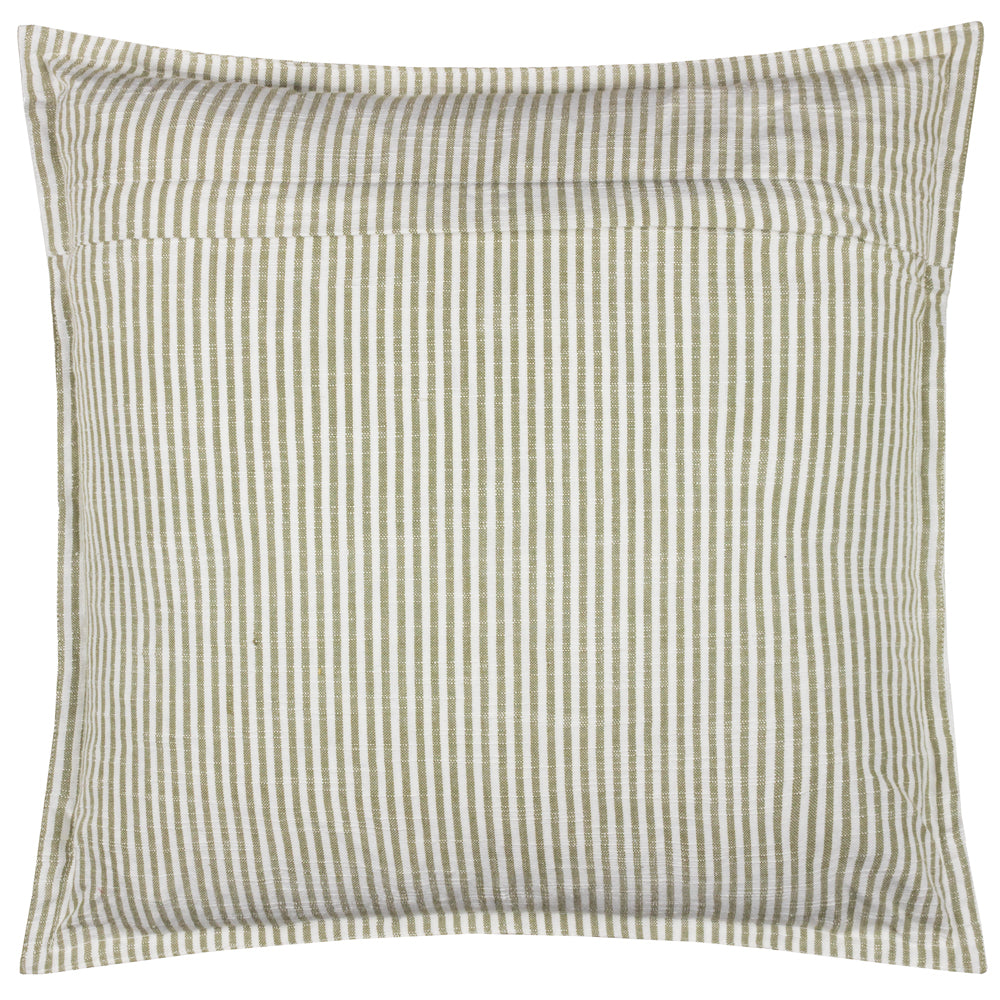 Truro Striped 100% Cotton Cushion Moss