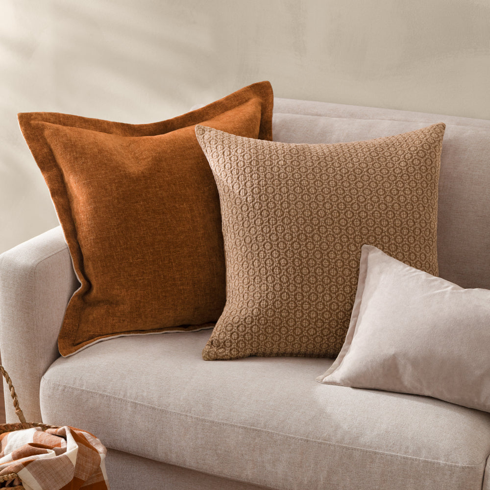 Tryfan Textured Cotton Cushion Biscuit