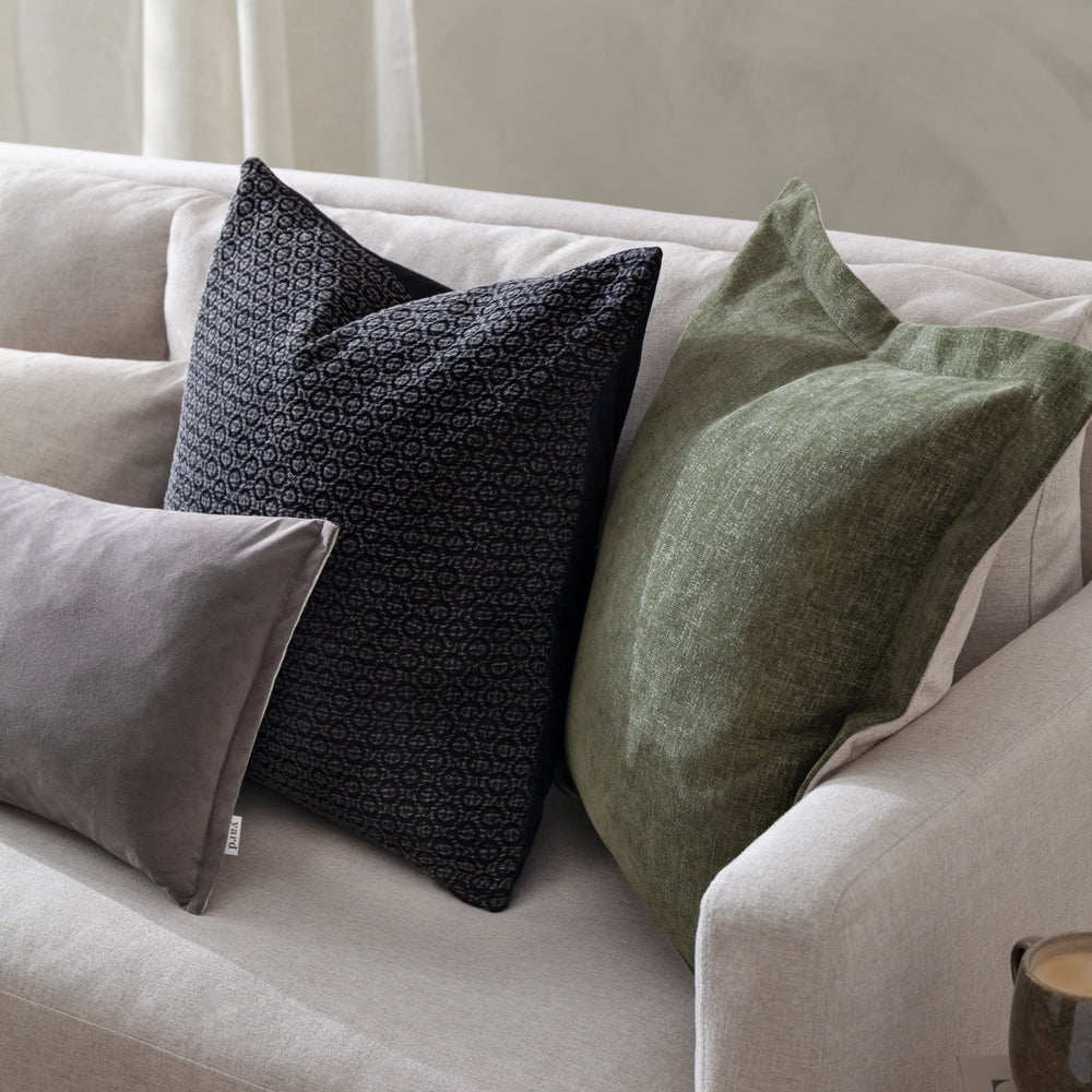 Tryfan Textured Cotton Cushion Black