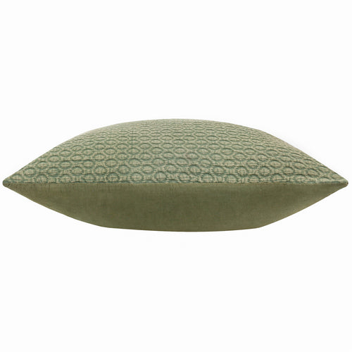 Geometric Green Cushions - Tryfan Textured Cotton Cushion Cover Olive Yard