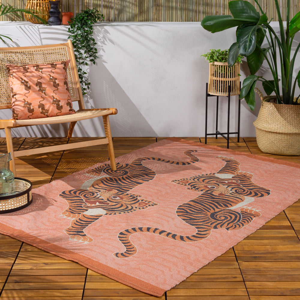 Tibetan Tiger 120x170cm Outdoor Washable Rug Coral