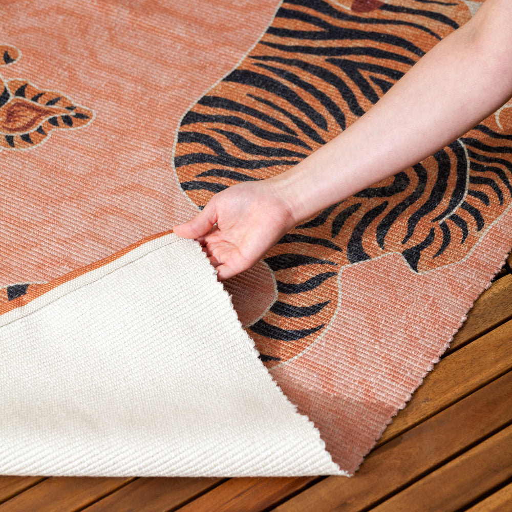 Tibetan Tiger 120x170cm Outdoor Washable Rug Coral