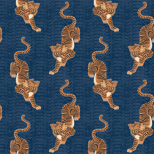 Global Blue Wallpaper - Tibetan Tiger  Wallpaper Sample Blue furn.