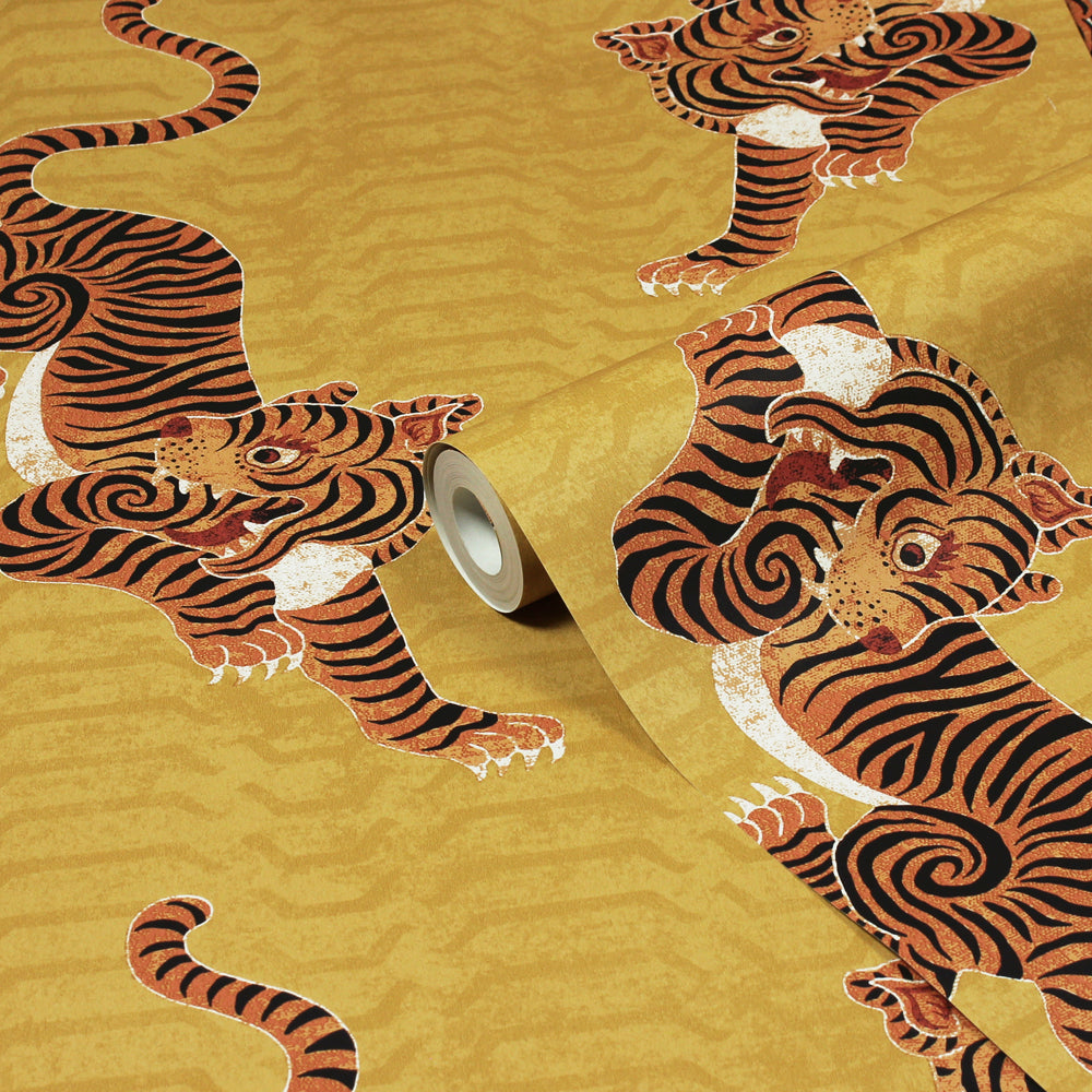 Tibetan Tiger Wallpaper Sample Mustard