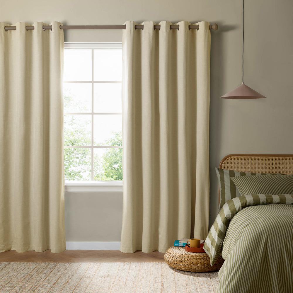 Plain Yellow Curtains - The Ultimate Blackout Textured Woven Eyelet Curtains Custard Cream Furn