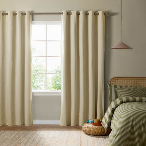 The Ultimate Blackout Textured Woven Eyelet Curtains Custard Cream
