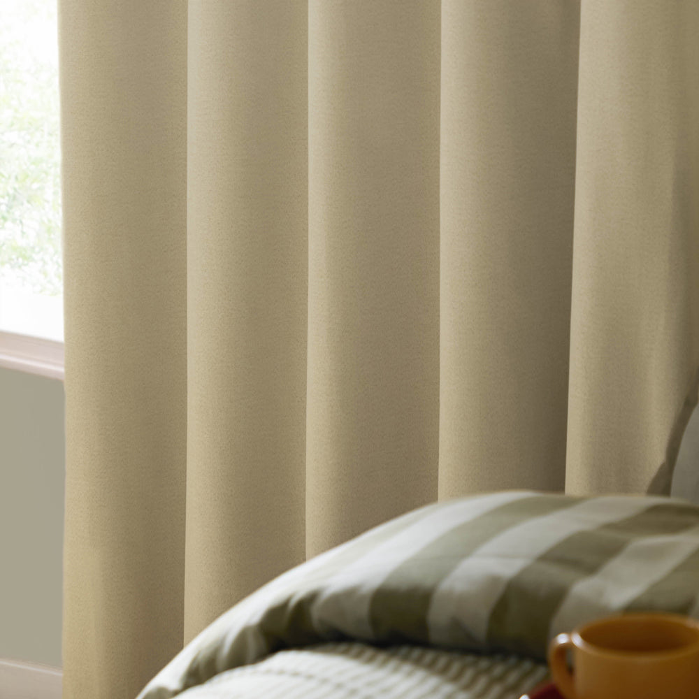 The Ultimate Blackout Textured Woven Eyelet Curtains Custard Cream