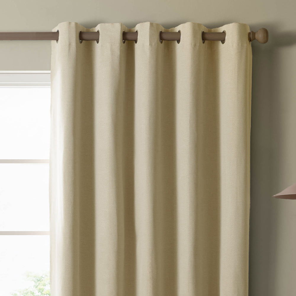 The Ultimate Blackout Textured Woven Eyelet Curtains Custard Cream