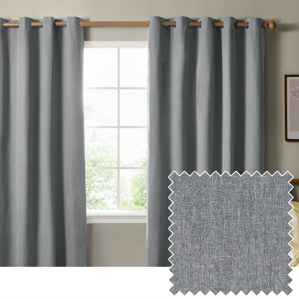 The Ultimate Blackout Textured Woven Eyelet Curtains Denim