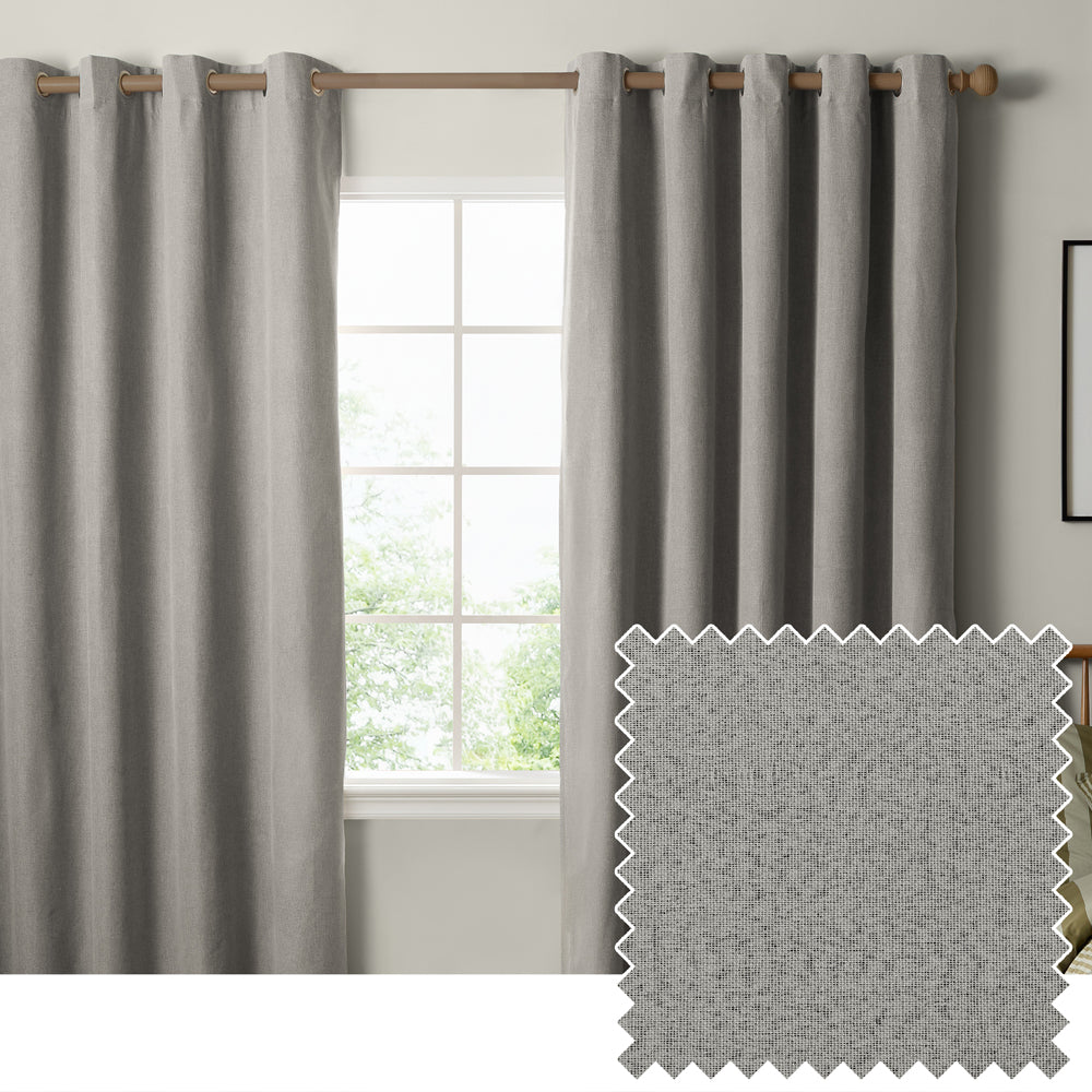 The Ultimate Blackout Textured Woven Eyelet Curtains Grey