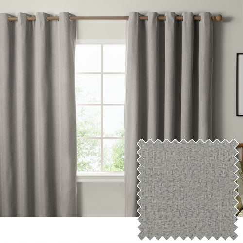 The Ultimate Blackout Textured Woven Eyelet Curtains Grey