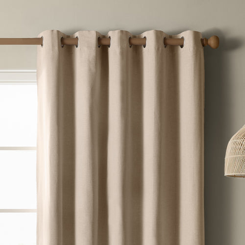 The Ultimate Blackout Textured Woven Eyelet Curtains Natural
