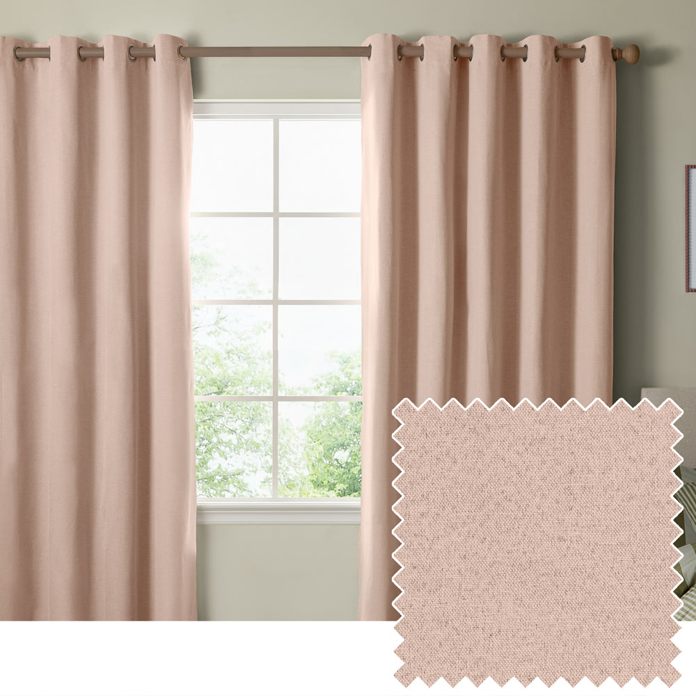 The Ultimate Blackout Textured Woven Eyelet Curtains Pink