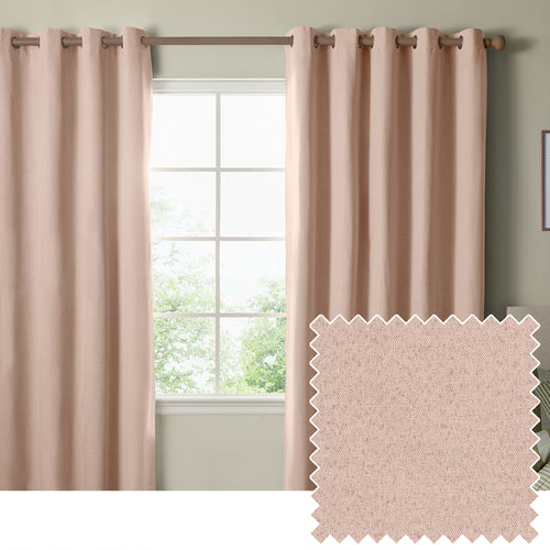 Plain Pink Curtains - The Ultimate Blackout Textured Woven Eyelet Curtains Pink Furn
