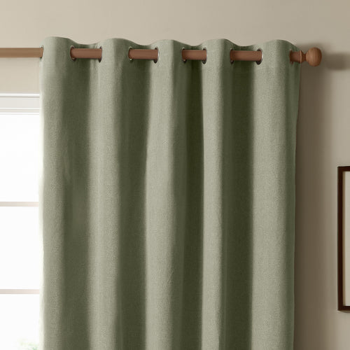 The Ultimate Blackout Textured Woven Eyelet Curtains Sage