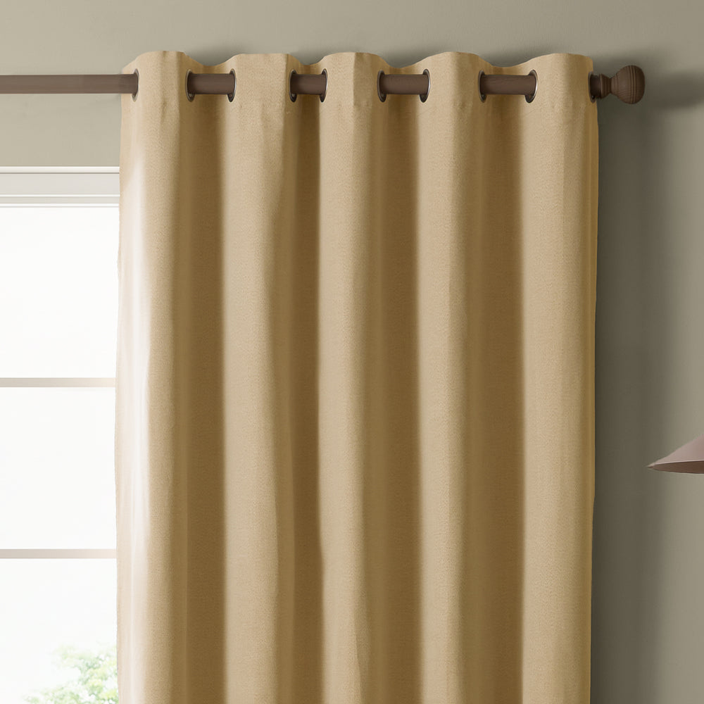 The Ultimate Blackout Textured Woven Eyelet Curtains Yellow